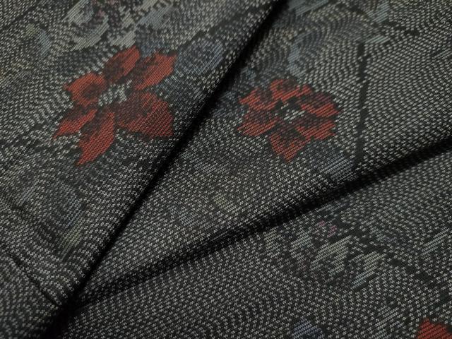 平和屋着物●本場大島紬 枝花文 正絹 逸品 CAAS7364yc