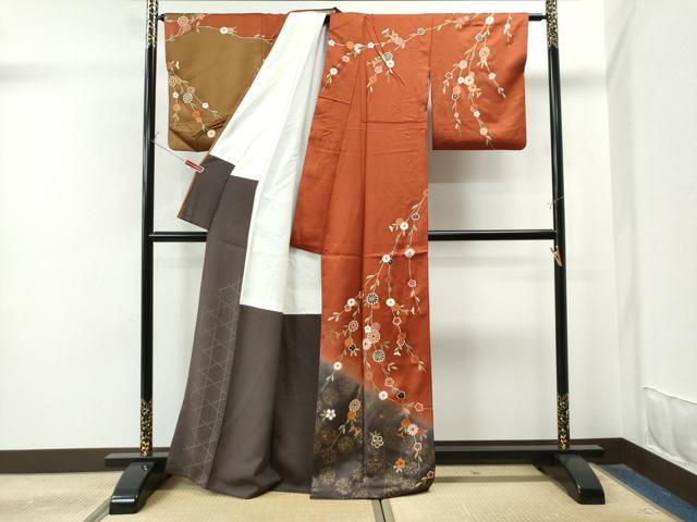 平和屋着物●訪問着 枝花文 暈し染め 金彩 正絹 逸品 CAAS7388yc