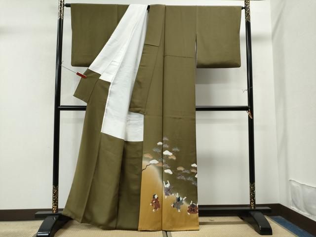 平和屋着物●友禅作家の巨匠 浅井青仁 色留袖 童子遊び 枝松文 暈し染め 金彩 正絹 逸品 CAAS7395yc
