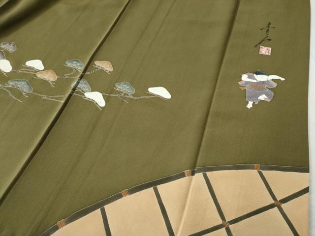 平和屋着物●友禅作家の巨匠 浅井青仁 色留袖 童子遊び 枝松文 暈し染め 金彩 正絹 逸品 CAAS7395yc