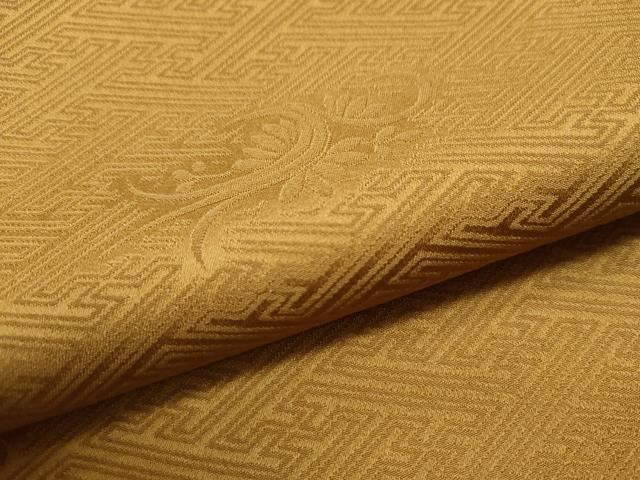 平和屋着物●上質な色無地 紗綾形草花地紋 山吹茶色 正絹 逸品 CAAS7416yc