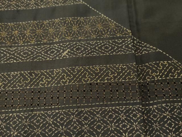 平和屋着物●中国三大刺繍 スワトウ刺繍 訪問着 総刺繍 紬地 刺し子 横段吉祥文 正絹 逸品 CAAS7437yc