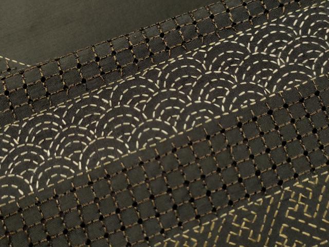 平和屋着物●中国三大刺繍 スワトウ刺繍 訪問着 総刺繍 紬地 刺し子 横段吉祥文 正絹 逸品 CAAS7437yc