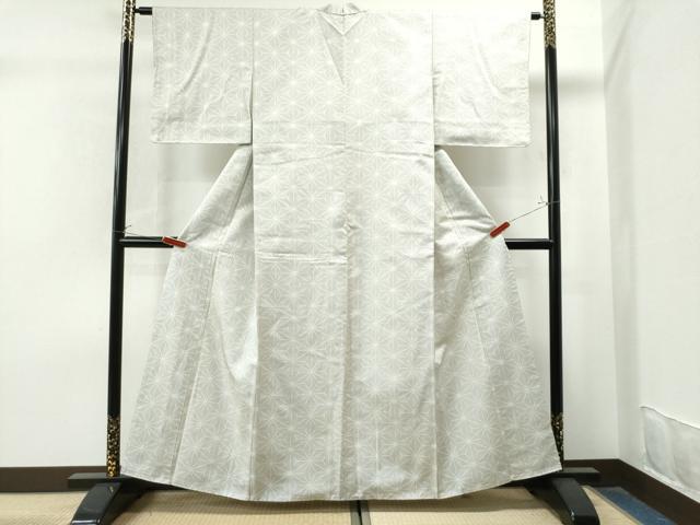 平和屋着物●上質な紬 麻の葉文様 正絹 逸品 未使用 CAAS7521yc
