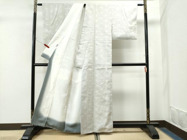 平和屋着物●上質な紬 麻の葉文様 正絹 逸品 未使用 CAAS7521yc