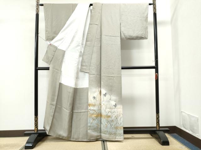 平和屋着物●色留訪問着 群鶴石畳草木文 暈し染め 金彩 正絹 逸品 CAAS7525yc