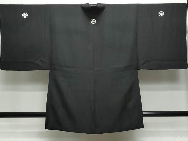 平和屋着物●男性 黒紋付 羽織セット 正絹 逸品 CAAS8404vf