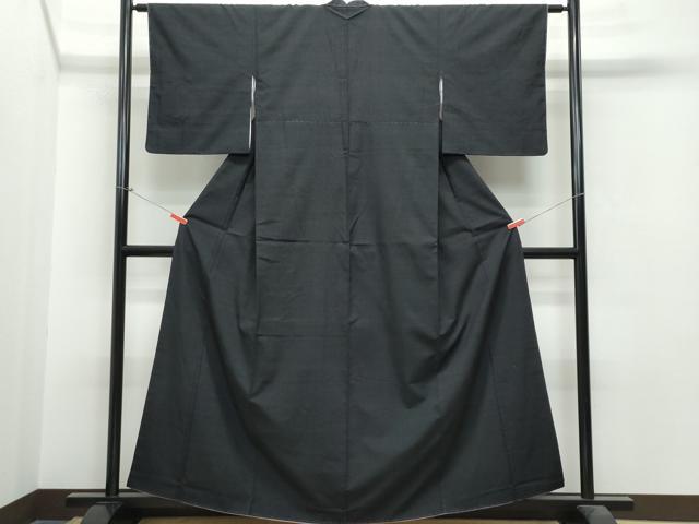 平和屋着物●上質な紬 色無地 黒色 正絹 逸品 CAAS8424vf
