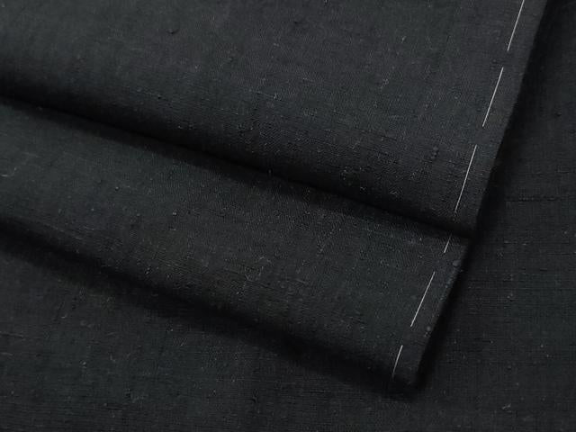 平和屋着物●上質な紬 色無地 黒色 正絹 逸品 CAAS8424vf