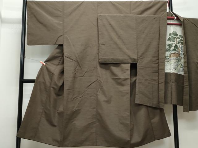 平和屋着物●男性 紬 アンサンブル 赤墨色 正絹 逸品 CAAS8513vf