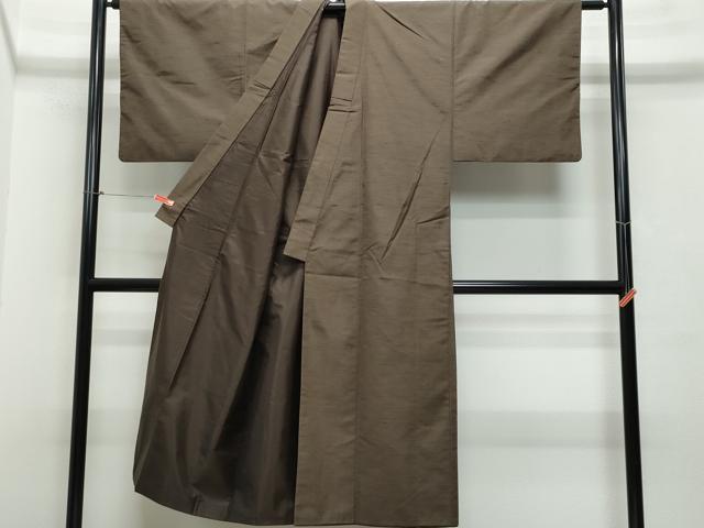 平和屋着物●男性 紬 アンサンブル 赤墨色 正絹 逸品 CAAS8513vf
