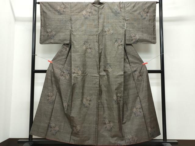 平和屋着物●本場大島紬 9マルキ 泥染め 流水花文 正絹 逸品 CAAS8526vf