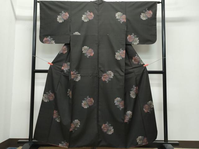 平和屋着物●本場大島紬 9マルキ 地空き 牡丹 正絹 逸品 未使用 CAAS8560vf