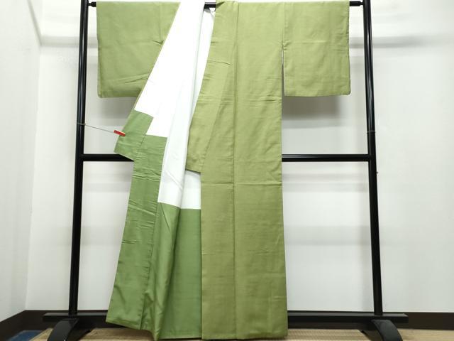 平和屋着物●上質な紬 色無地 海松色 正絹 逸品 CAAS8587vf
