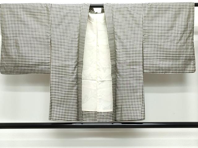 平和屋着物●上質なお召 アンサンブル 格子柄 正絹 逸品 CAAS8647vf