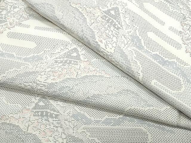 平和屋着物●本場大島紬 白大島 120亀甲 風景草木文 正絹 逸品 CAAS8658vf