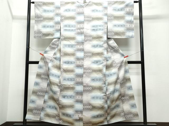 平和屋着物●米流紬 吉祥花文 反端付き 正絹 逸品 CAAS8681vf