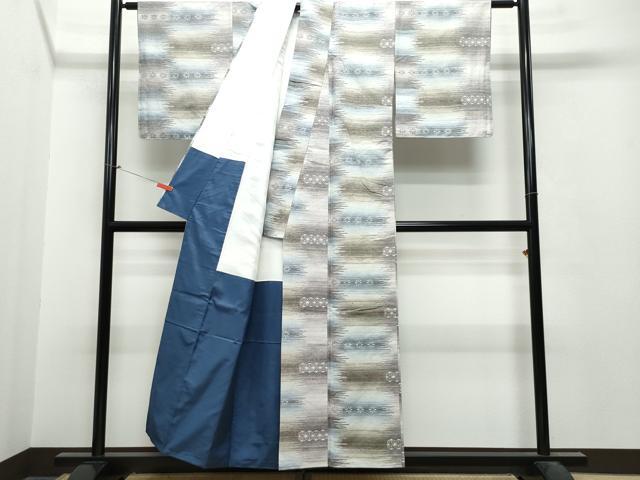 平和屋着物●米流紬 吉祥花文 反端付き 正絹 逸品 CAAS8681vf