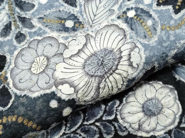 平和屋着物●訪問着 作家物 辻が花 暈し染め 黒地 金彩 正絹 逸品 CAAS8719vf