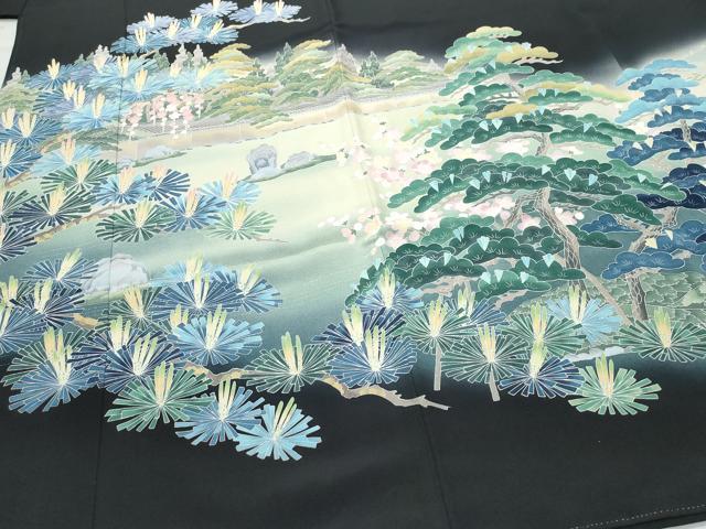 平和屋着物●十日町友禅作家 阿部佳雪 黒留袖 竜安寺 正絹 逸品 CAAS8750vf