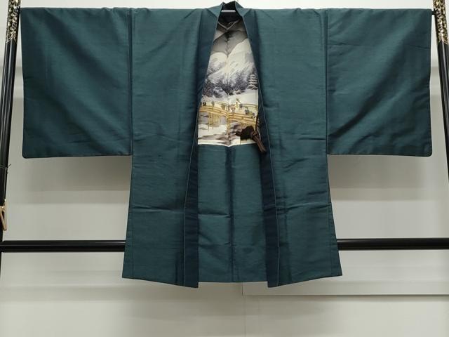 平和屋着物●男性 紬 アンサンブル 霞文 正絹 逸品 CAAS9202th