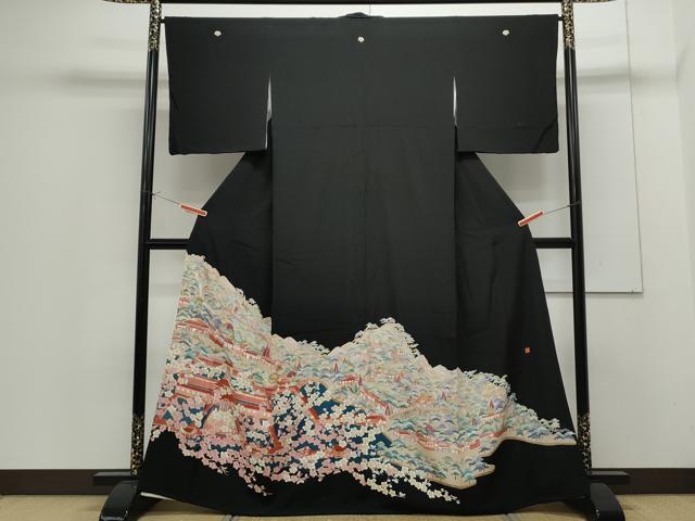 平和屋着物●豪華黒留袖 友禅 作家物 遠山風景文 正絹 逸品 CAAS9235th