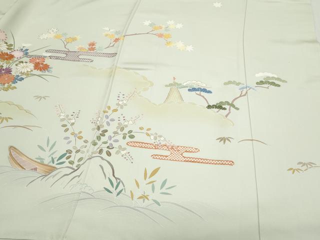 平和屋着物●創業460年・千總 訪問着 駒刺繍 エ霞草花文 暈し染め 金彩 伊勢丹扱い 正絹 逸品 CAAS9237th