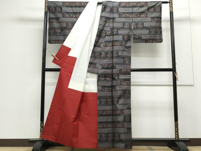 平和屋着物●本場大島紬 9マルキ 横段吉祥花文 証紙付き 正絹 逸品 CAAS9241th