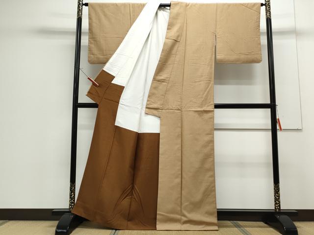 平和屋着物●結城紬 色無地 白茶色 正絹 逸品 CAAS9257th
