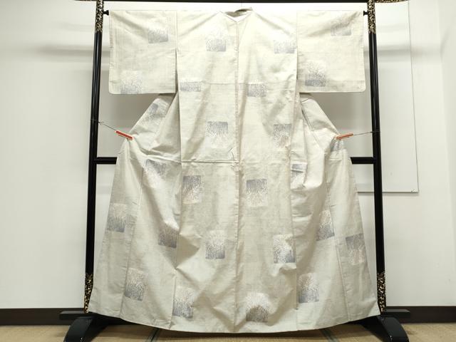 平和屋着物●本場大島紬 白大島 9マルキ 色紙草花文 正絹 逸品 CAAS9258th