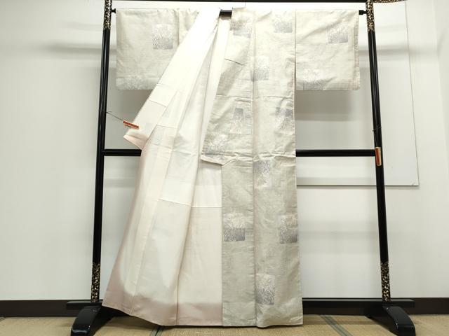 平和屋着物●本場大島紬 白大島 9マルキ 色紙草花文 正絹 逸品 CAAS9258th