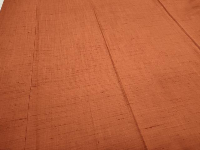 平和屋着物●上質な紬 色無地 赤丹色 正絹 逸品 CAAS9304th