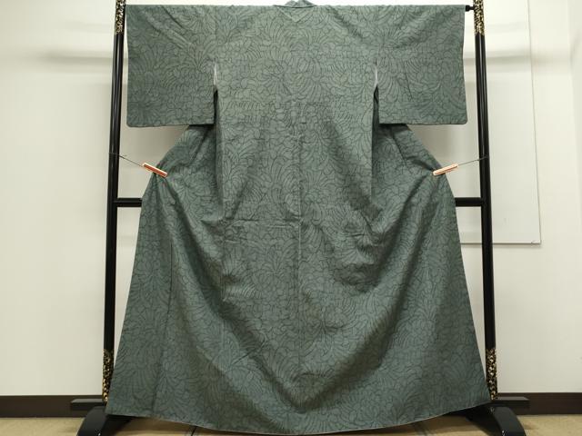 平和屋着物●結城繭紬 リバーシブル 100亀甲 花尽し 証紙付き 正絹 逸品 CAAS9306th
