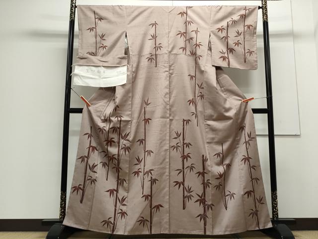 平和屋着物●中国三大刺繍 相良刺繍 訪問着 生つむぎ 笹竹文 反端付き 正絹 逸品 CAAS9312th