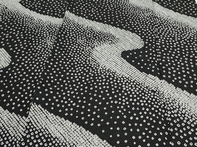平和屋着物●訪問着 駒刺繍 絞り 糸巻き花文 黒地 金糸 正絹 逸品 CAAS9314th