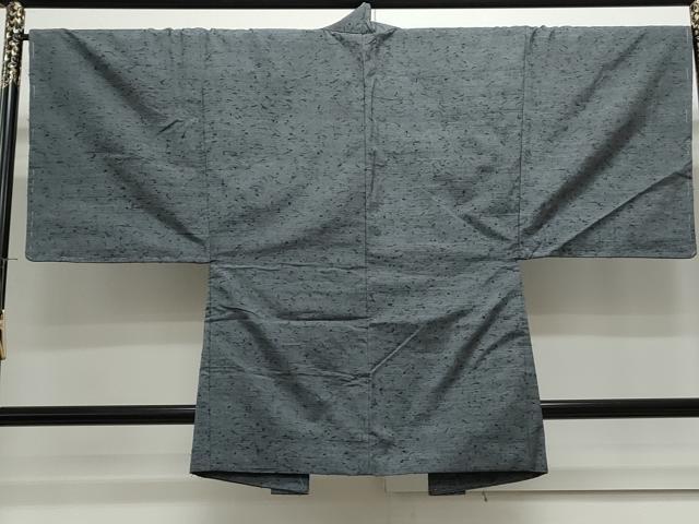 平和屋着物●男性 紬 髭紬羽織セット 色無地 墨色 正絹 逸品 未使用 CAAS9323th