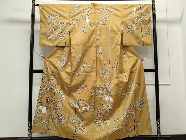 平和屋着物●訪問着 本場染大島紬 南天文 正絹 逸品 CAAS9364th