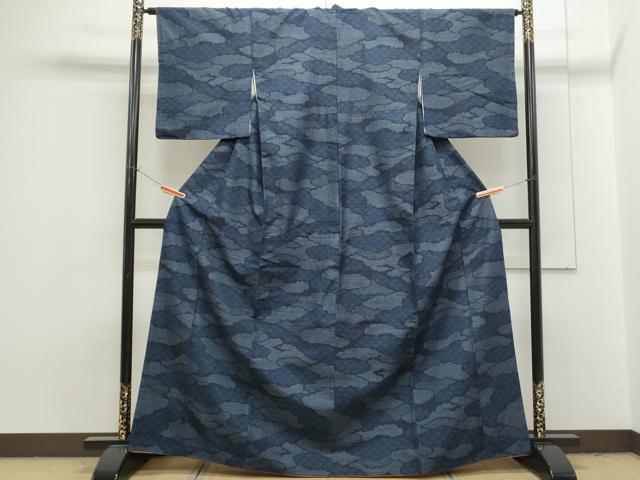 平和屋着物●結城紬 80亀甲 雲重ね文 正絹 逸品 CAAS9371th