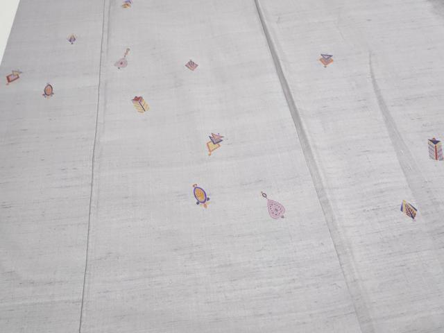 平和屋着物●上質な小紋 紬地 型染め 吉祥文 正絹 逸品 CAAS9372th