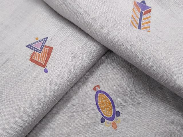 平和屋着物●上質な小紋 紬地 型染め 吉祥文 正絹 逸品 CAAS9372th