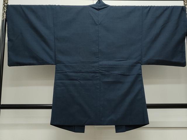 平和屋着物●男性 紬 アンサンブル 色無地 留紺色 正絹 逸品 CAAS9409th