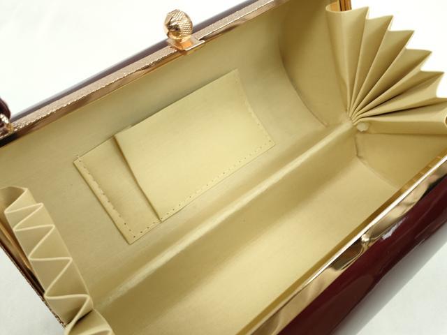 平和屋着物●和装小物 和装バッグ・草履セット エナメル 臙脂色×黒 草履サイズ:M 逸品 CAAS9808ju