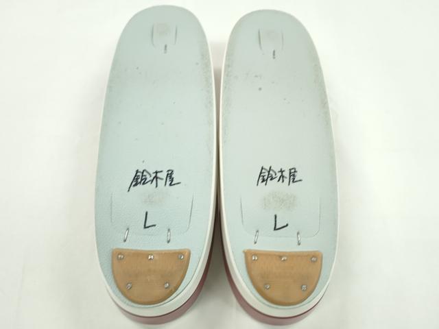 平和屋着物●和装小物 和装バッグ・草履セット 白×長春色 草履サイズ:L 逸品 CAAS9810ju