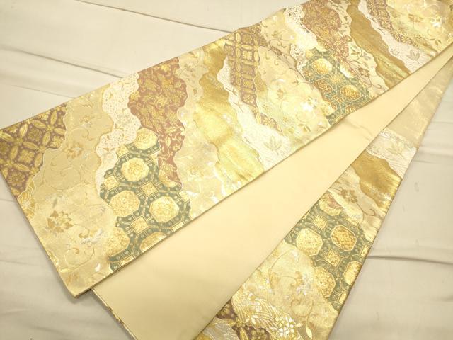 平和屋着物◎六通柄袋帯 更紗花文 金銀糸 正絹 逸品 CAAT0080ft