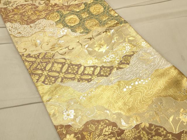 平和屋着物◎六通柄袋帯 更紗花文 金銀糸 正絹 逸品 CAAT0080ft
