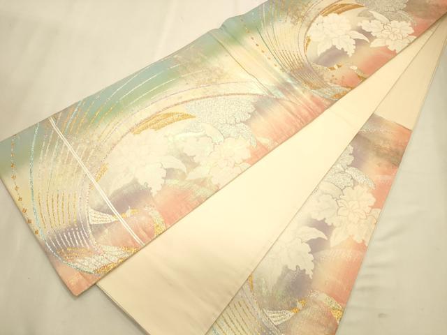 平和屋着物◎六通柄袋帯 孔雀文 金銀糸 正絹 逸品 CAAT0084ft
