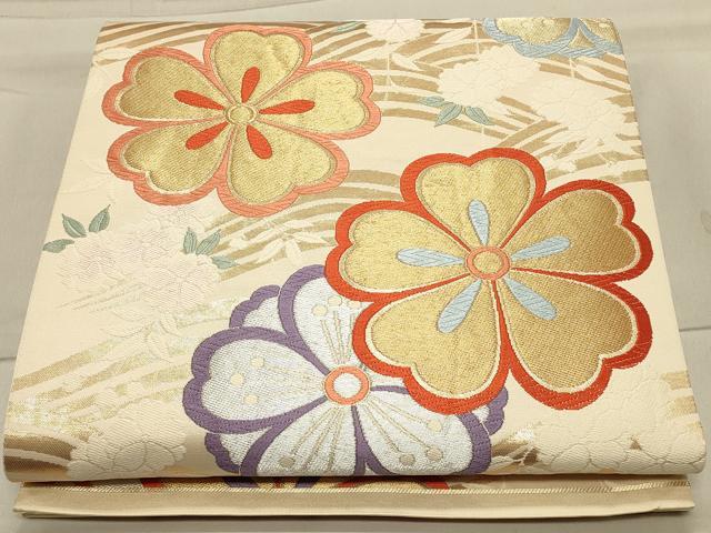 平和屋着物◎六通柄袋帯 唐織 流水舞花文 金銀糸 正絹 逸品 CAAT0160ft