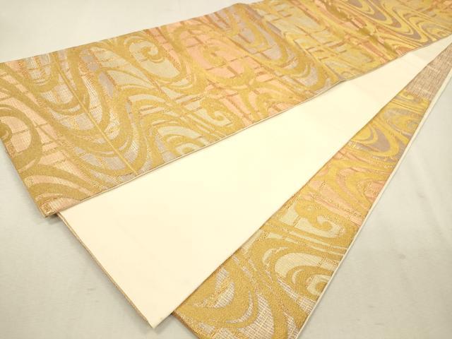 平和屋着物◎六通柄袋帯 流水文 金糸 正絹 逸品 CAAT0420dy