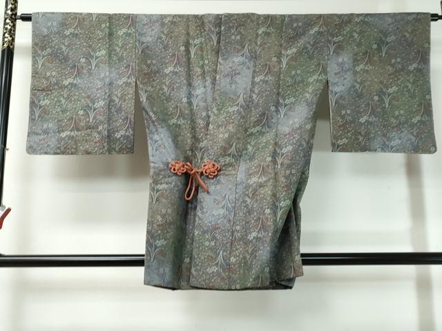 平和屋着物∞道中着 お召地 草花文 金糸 正絹 逸品 未使用 CAAT0472dy