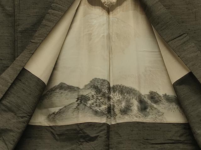 平和屋着物●男性 紬 アンサンブル 藍媚茶色 正絹 逸品 CAAT0564dy